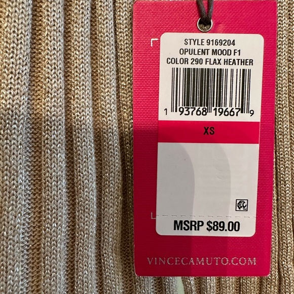 NWT VINCE CAMUTO MATALIC GOLD RIBBED STRIPE LUREX V NECK SWEATER - Picture 10 of 11